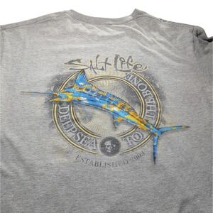 Salt Life Long Sleeve‎ Tee Shirt Gray Nautical Fishing Beach Ocean Mens Large